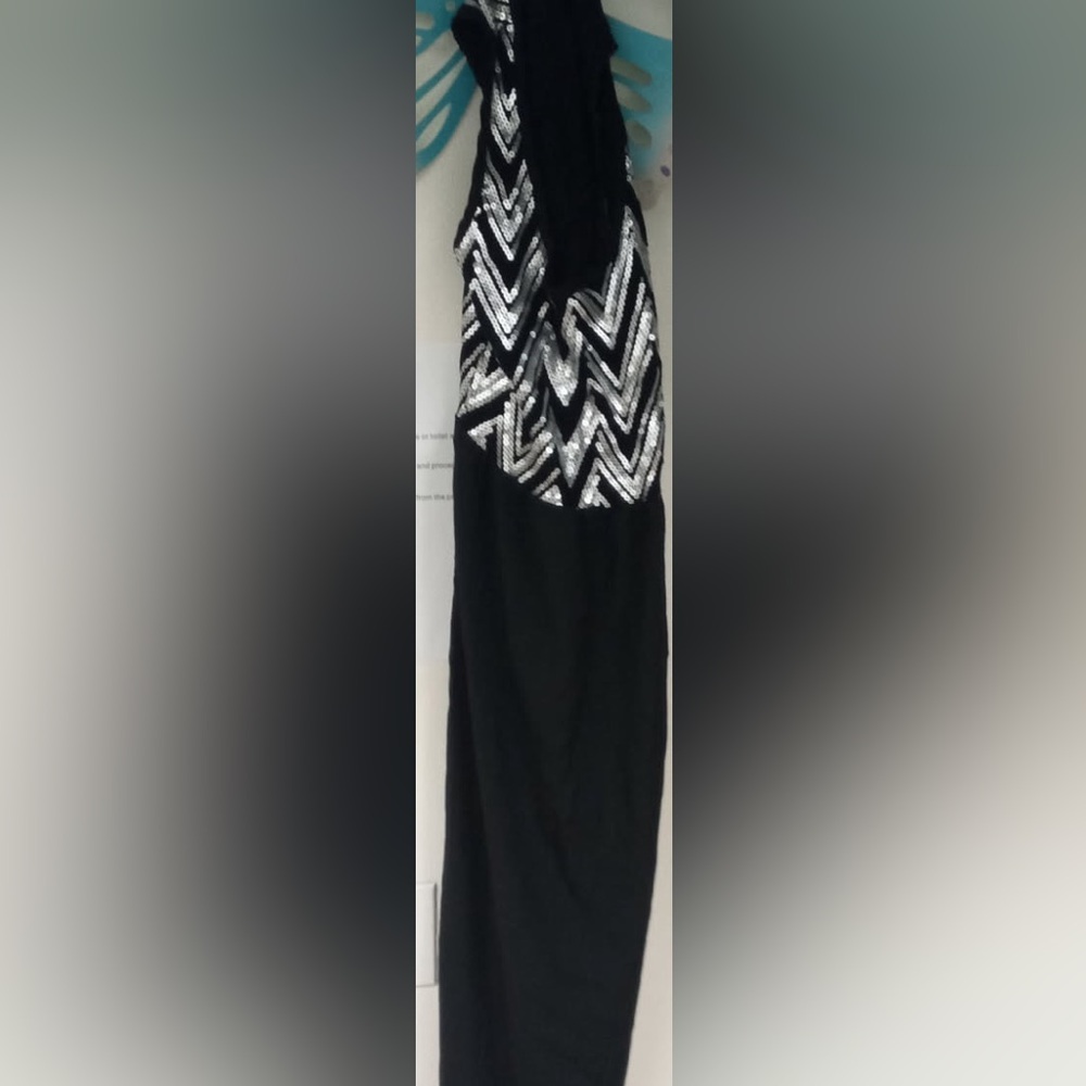 Tyche Black and Silver Dress with Chevron Pattern
